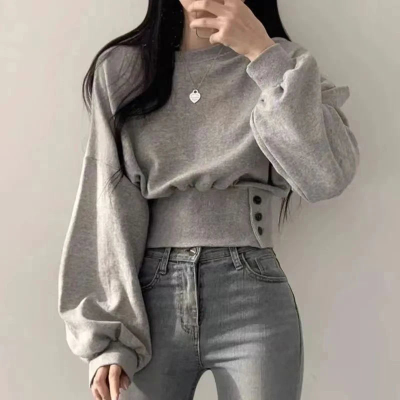 Women’s Autumn Button Crop Top