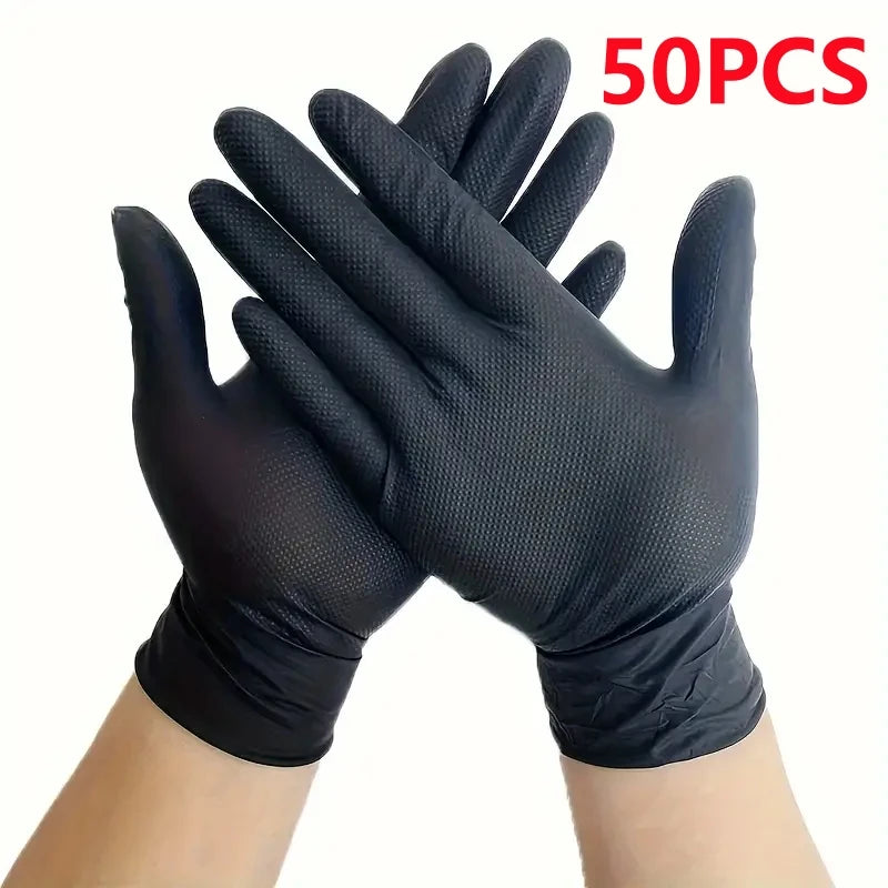 Heavy-Duty Nitrile Work Gloves – 8 Mil Thick, Diamond Grip, Latex-Free Disposable Gloves