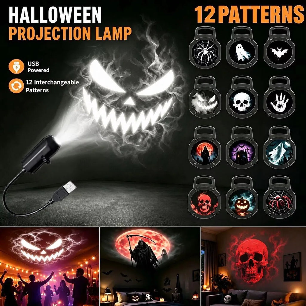 👻 Halloween Ghost & Skull Projector Night Light