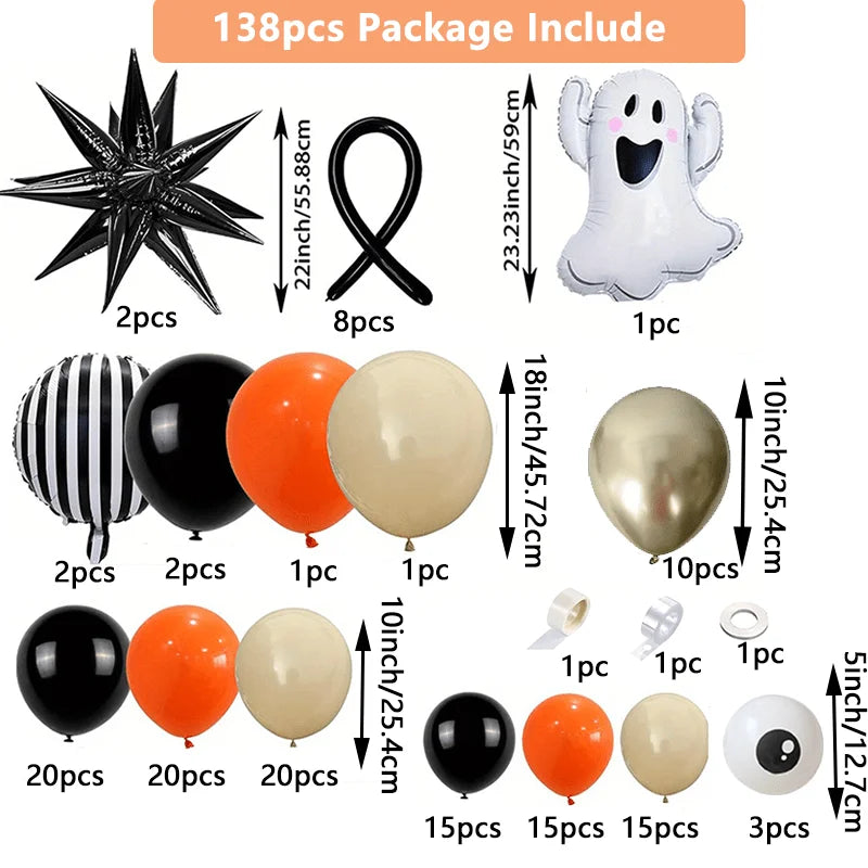 Halloween Balloon Arch Kit – 138-Piece Spooky Party Decoration Set