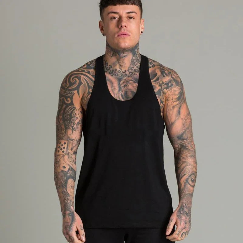 Men’s Striped Cotton Muscle Tank Top