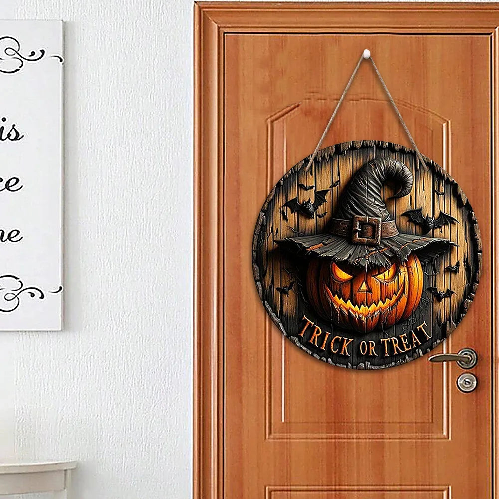 Halloween Pumpkin & Ghost Wooden Sign – Festive Indoor & Outdoor Party Decor