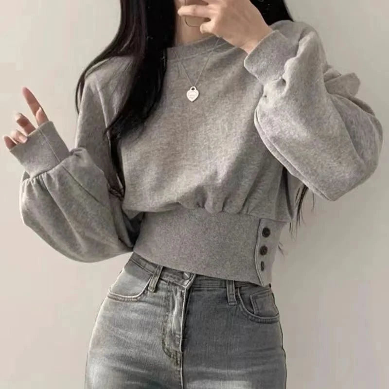 Women’s Autumn Button Crop Top