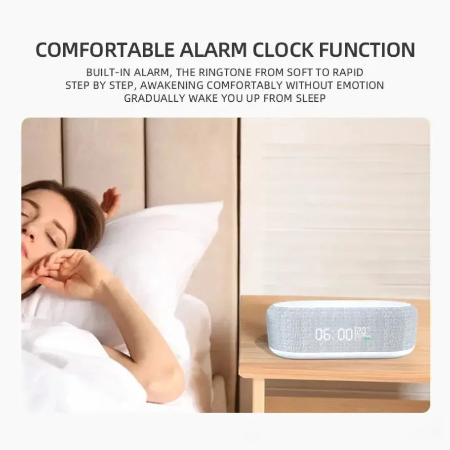 3-in-1 Wireless Charging Alarm Clock with LED Night Light & Temperature Display