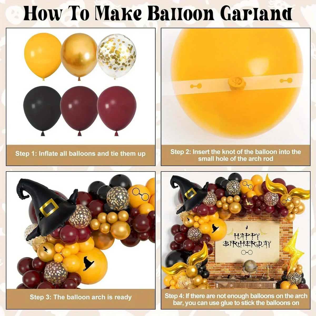 Wizard Magic Balloon Arch Kit – 146-Piece Halloween & Birthday Party Decoration Set