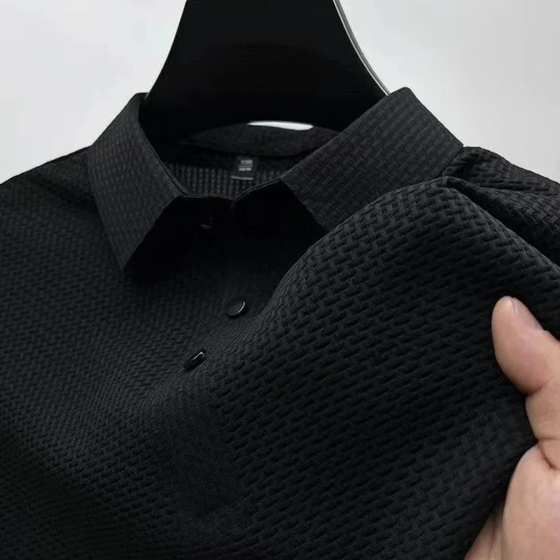 Men’s Bone Print Polo Shirt – Casual Short Sleeve Summer Top