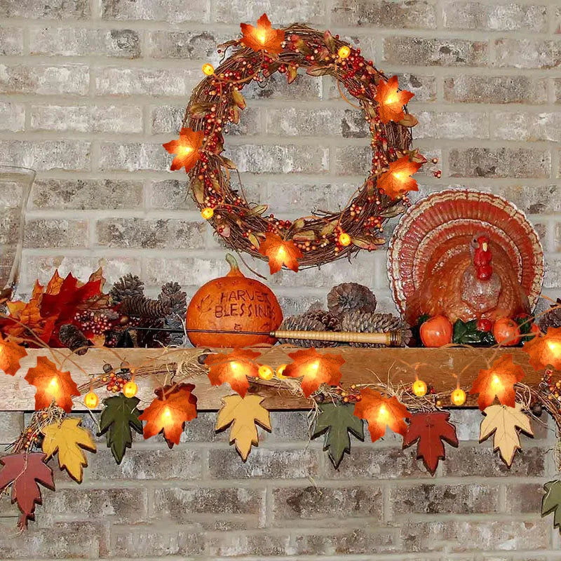 Lighted Autumn Maple Leaf Garland 🍂✨
