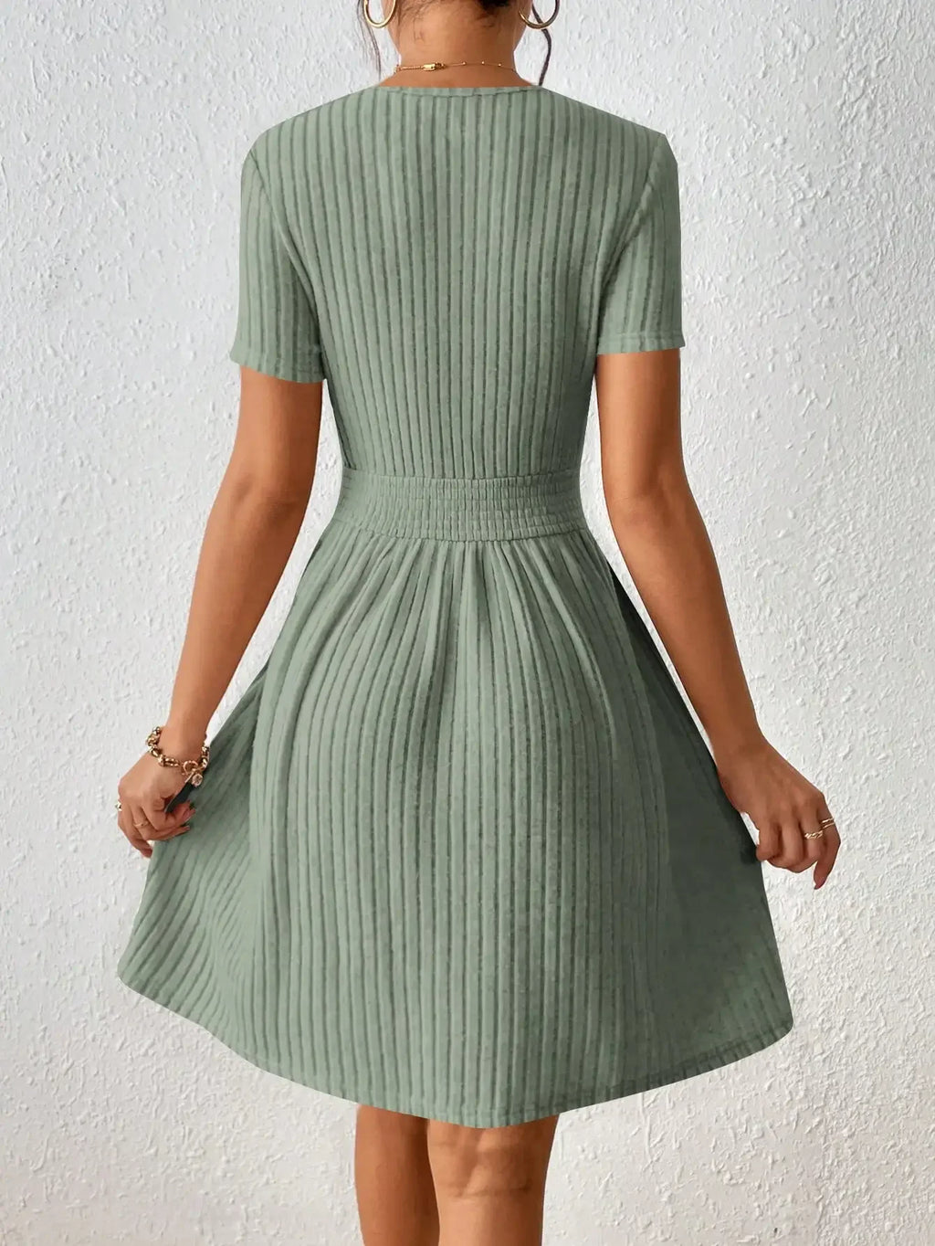 Ribbed Elegance A-Line Dress
