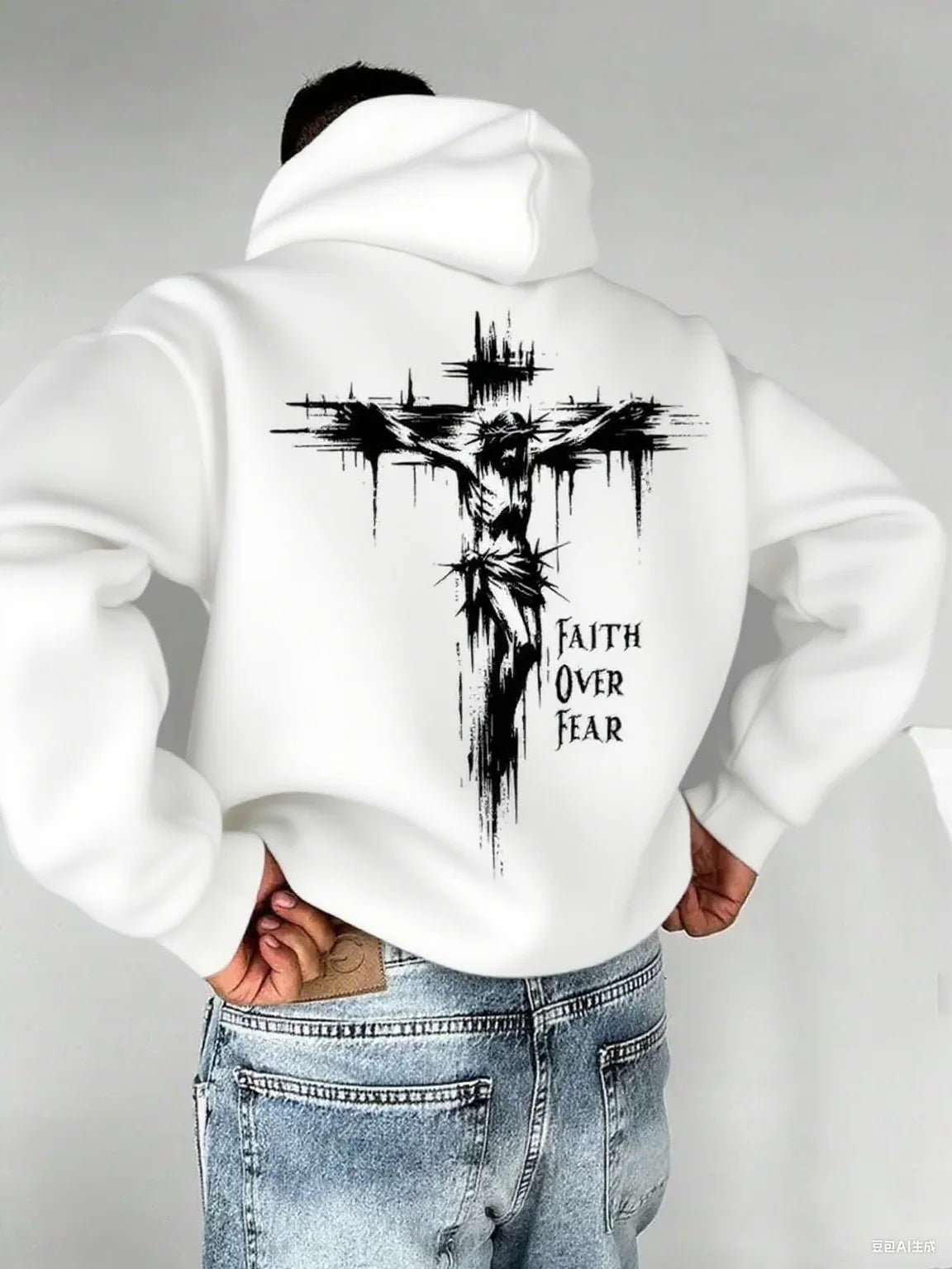 Faith Over Fear Cross Hoodie