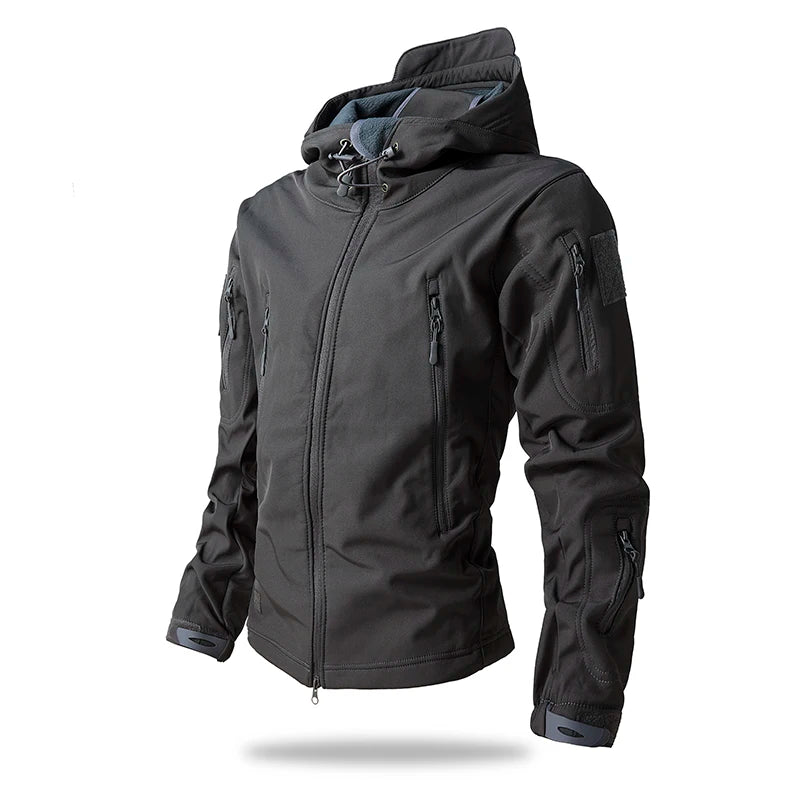 Men’s Waterproof Softshell Tactical Jacket – Fleece-Lined Outdoor Coat