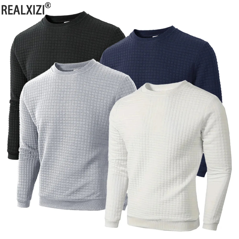 Men’s Classic Check Knit Sweater – Warm Crewneck Pullover 🧶
