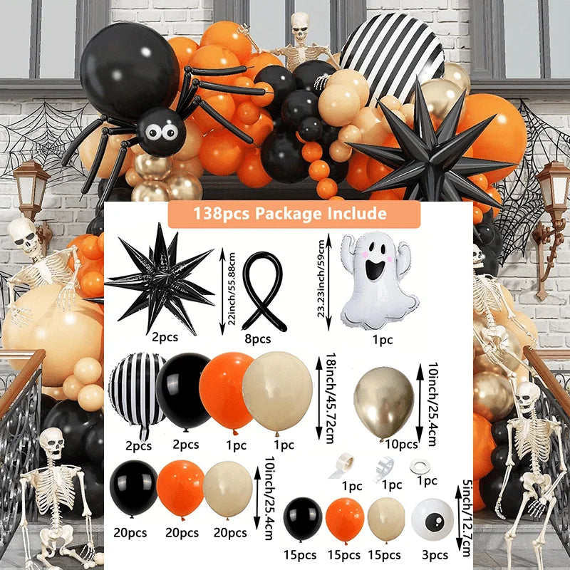 Halloween Balloon Arch Kit – 138-Piece Spooky Party Decoration Set