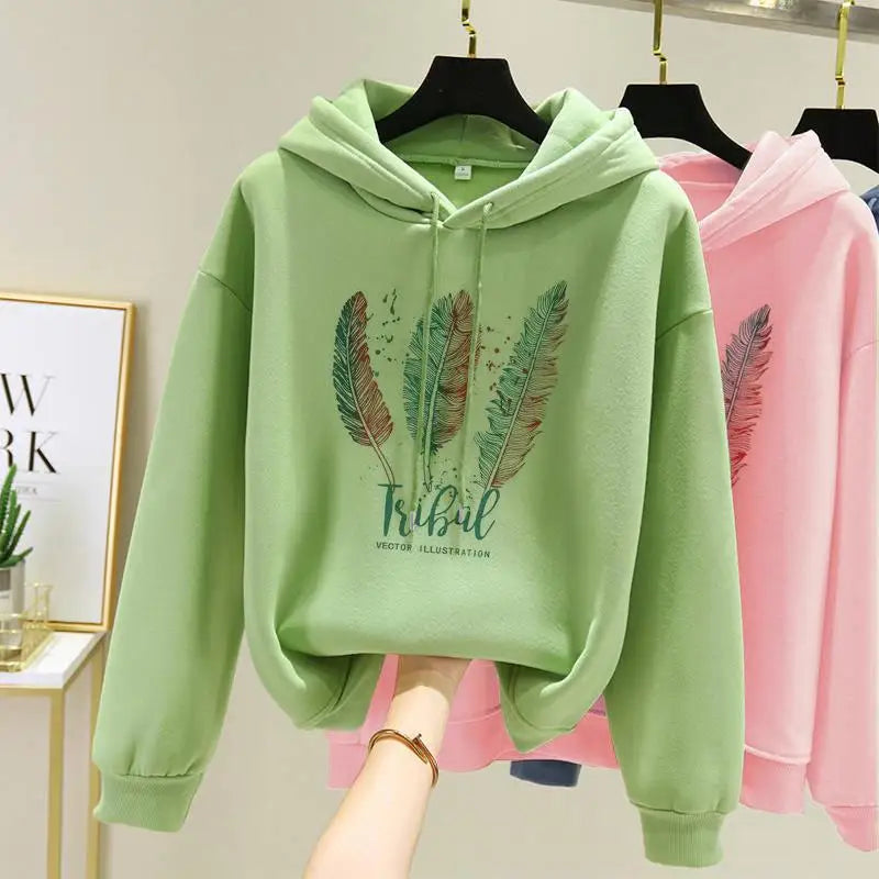 Feather Print Fleece Hoodie 🪶