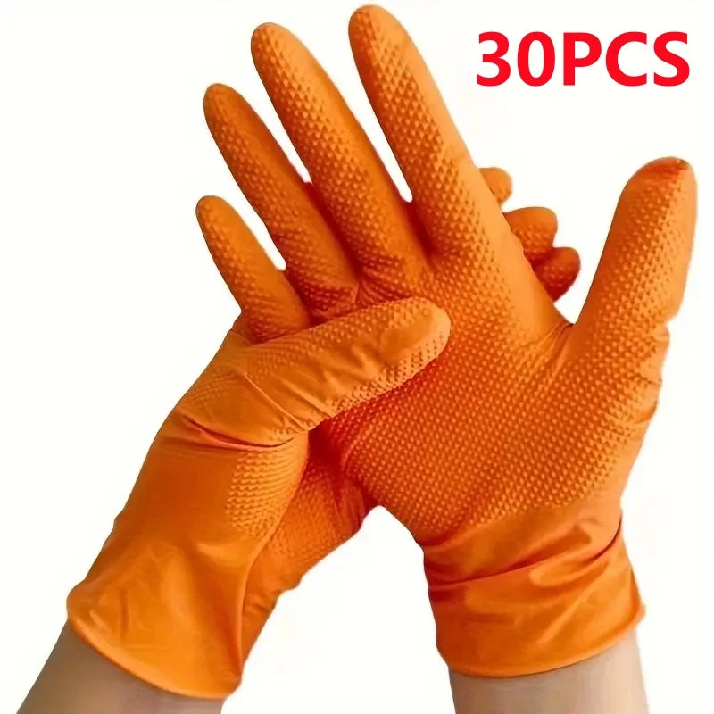 Heavy-Duty Nitrile Work Gloves – 8 Mil Thick, Diamond Grip, Latex-Free Disposable Gloves