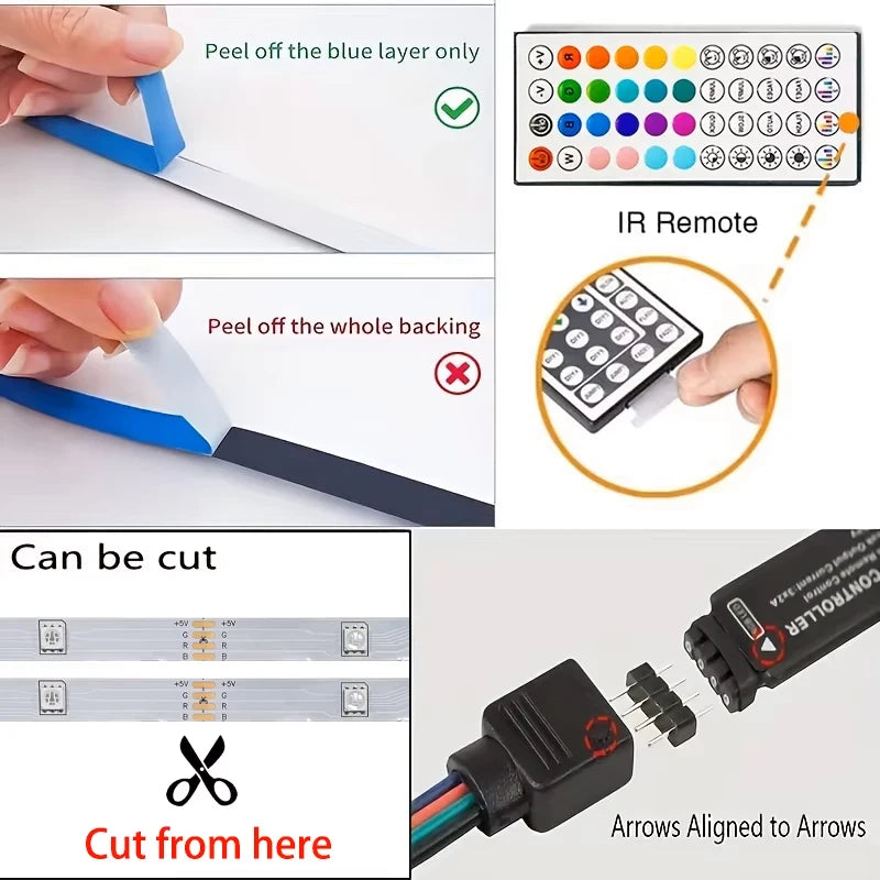Smart RGB LED Strip Lights with App Control – Flexible Color-Changing Room Lights