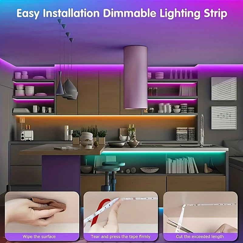 Smart RGB LED Strip Lights with App Control – Flexible Color-Changing Room Lights