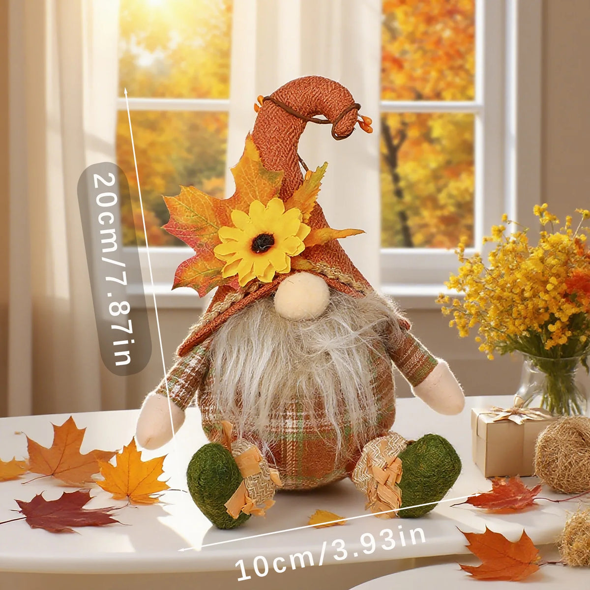 Rustic Autumn Scarecrow Wall Decor with Plaid & Sunflower Accents