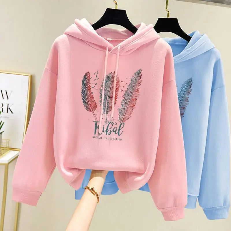 Feather Print Fleece Hoodie 🪶