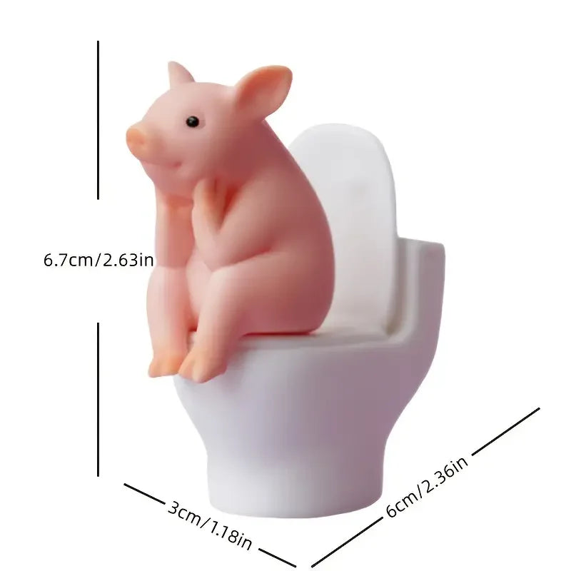 Pink Pig Toilet Figurine – Funny & Whimsical Home Decor 🐷🚽