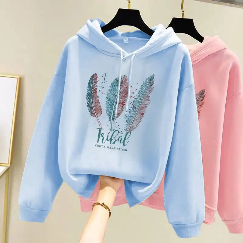 Feather Print Fleece Hoodie 🪶