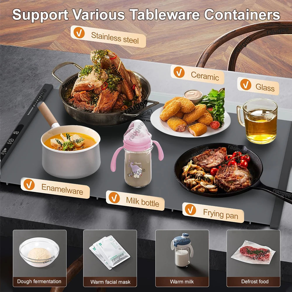 Portable Electric Food Warming Tray – Foldable Heat Mat with Adjustable Temperature