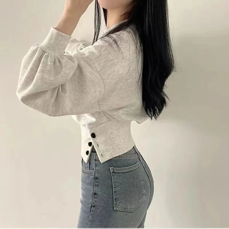 Women’s Autumn Button Crop Top