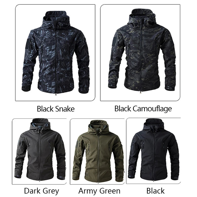 Men’s Waterproof Softshell Tactical Jacket – Fleece-Lined Outdoor Coat