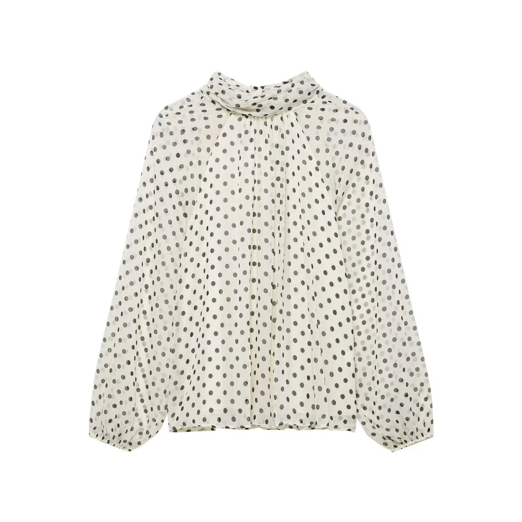 Women’s Polka Dot Bow-Tie Blouse