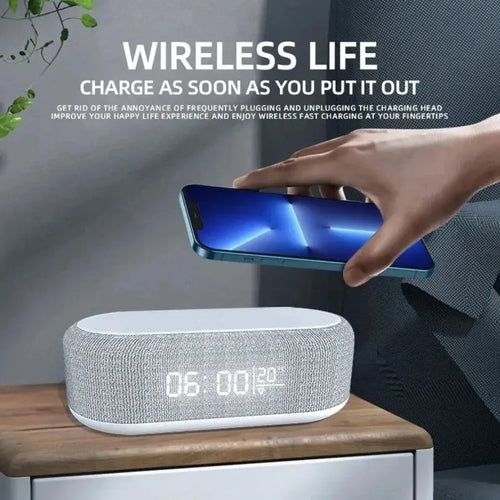 3-in-1 Wireless Charging Alarm Clock with LED Night Light & Temperature Display