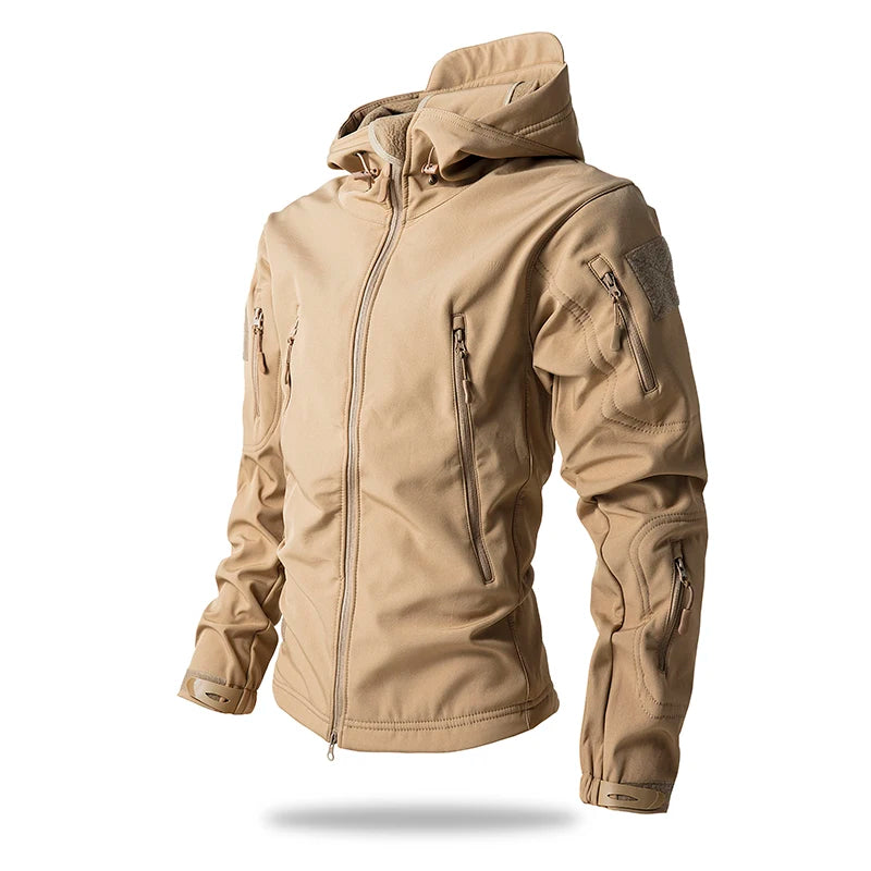Men’s Waterproof Softshell Tactical Jacket – Fleece-Lined Outdoor Coat