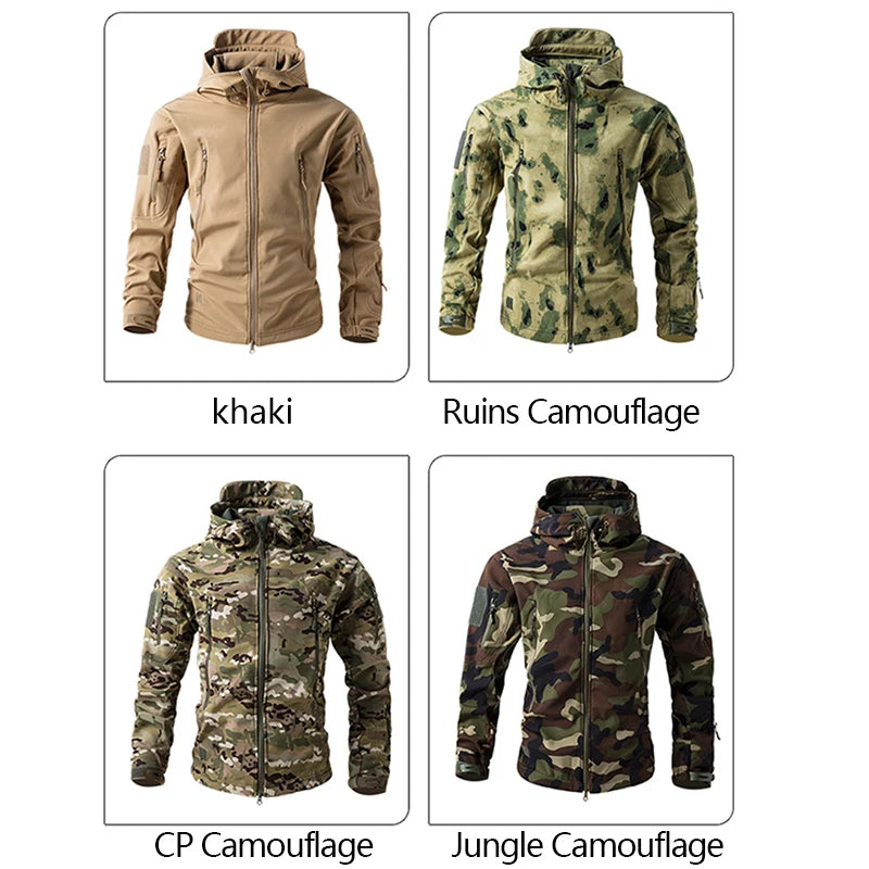 Men’s Waterproof Softshell Tactical Jacket – Fleece-Lined Outdoor Coat