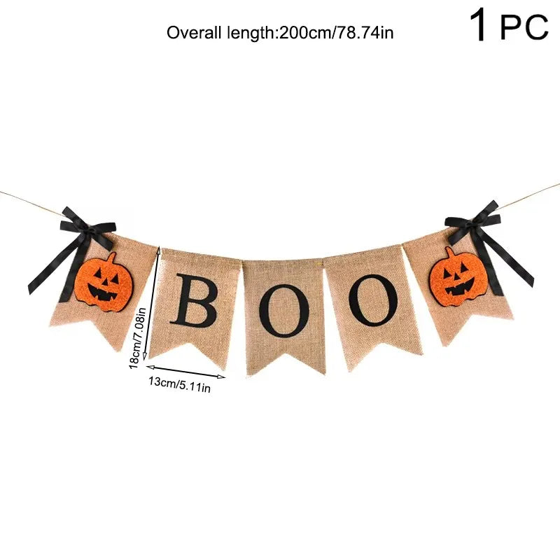 🎃 Rustic Halloween Boo & Pumpkin Banner