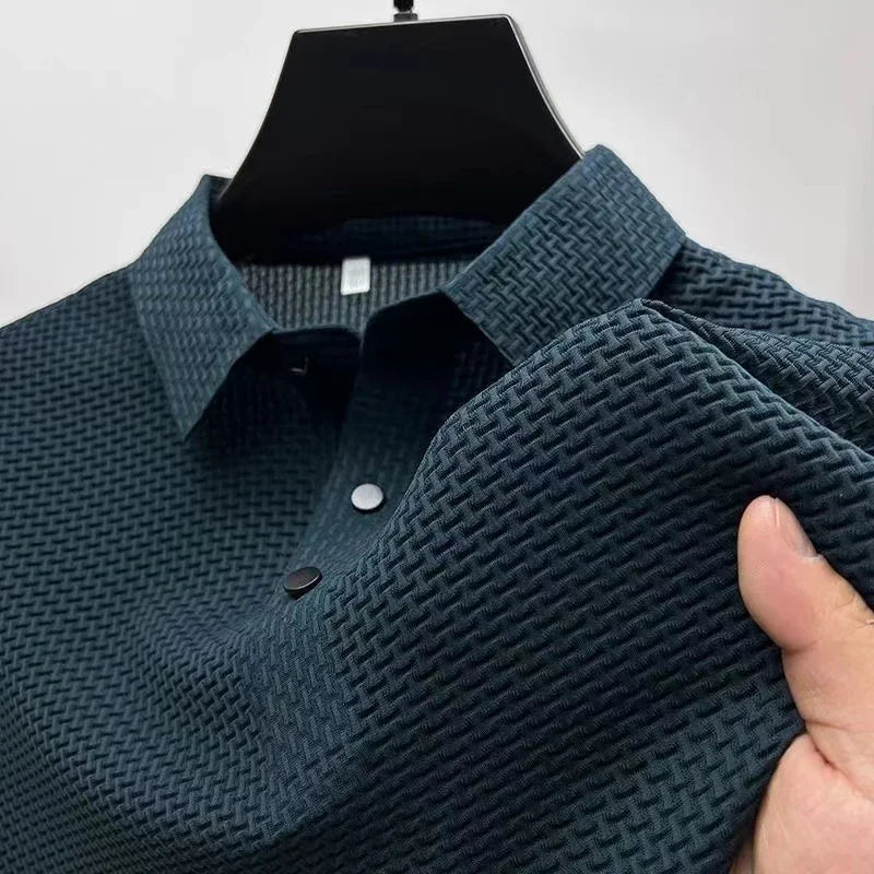 Men’s Bone Print Polo Shirt – Casual Short Sleeve Summer Top