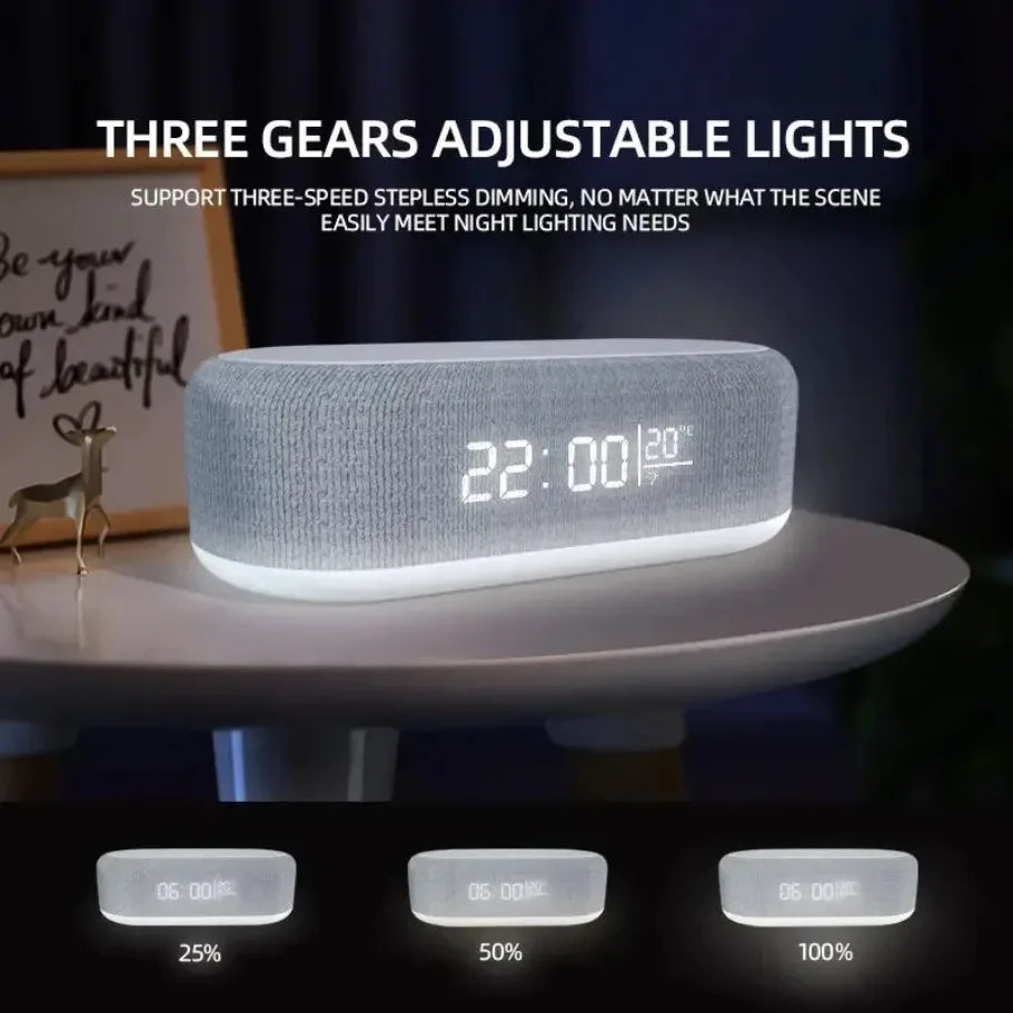 3-in-1 Wireless Charging Alarm Clock with LED Night Light & Temperature Display