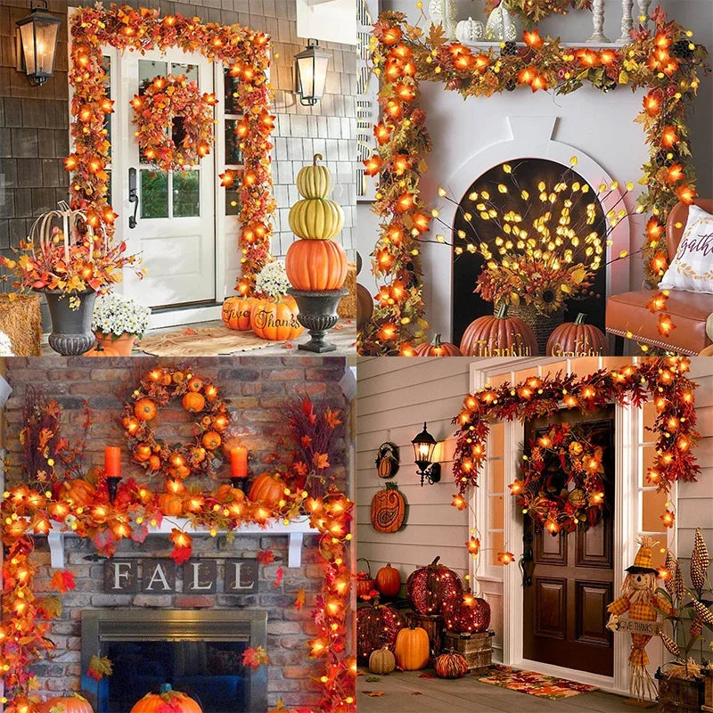 Lighted Autumn Maple Leaf Garland 🍂✨