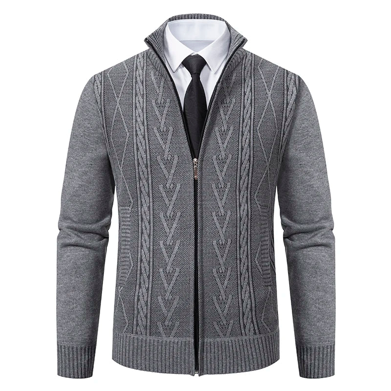 Men’s Warm Cashmere-Knit Padded Jacket – Casual Winter Sweater Coat