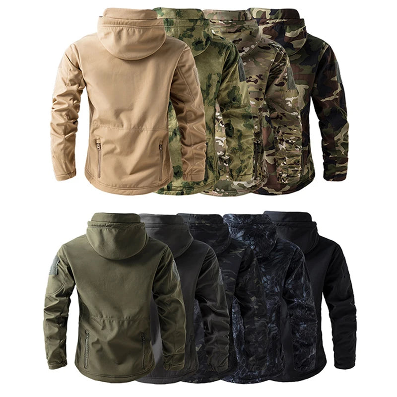 Men’s Waterproof Softshell Tactical Jacket – Fleece-Lined Outdoor Coat