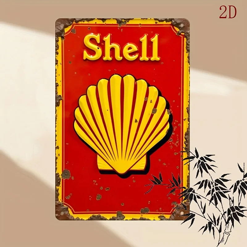 Vintage Coastal Shell Metal Wall Sign