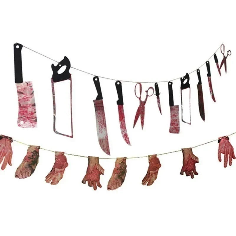 Halloween Horror Bloody Weapon Garland – Spooky Party Banner & Haunted House Decor