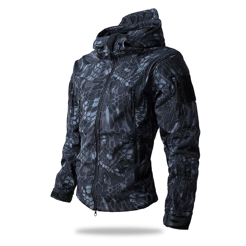 Men’s Waterproof Softshell Tactical Jacket – Fleece-Lined Outdoor Coat