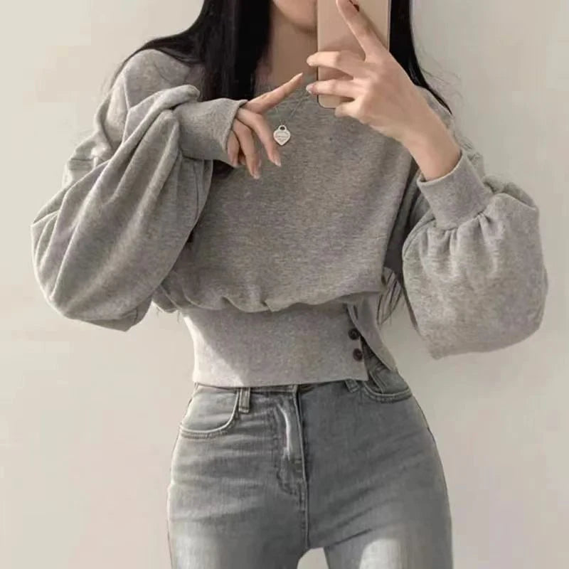 Women’s Autumn Button Crop Top