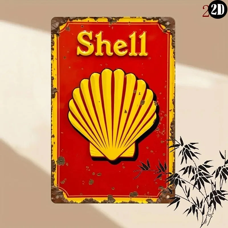 Vintage Coastal Shell Metal Wall Sign