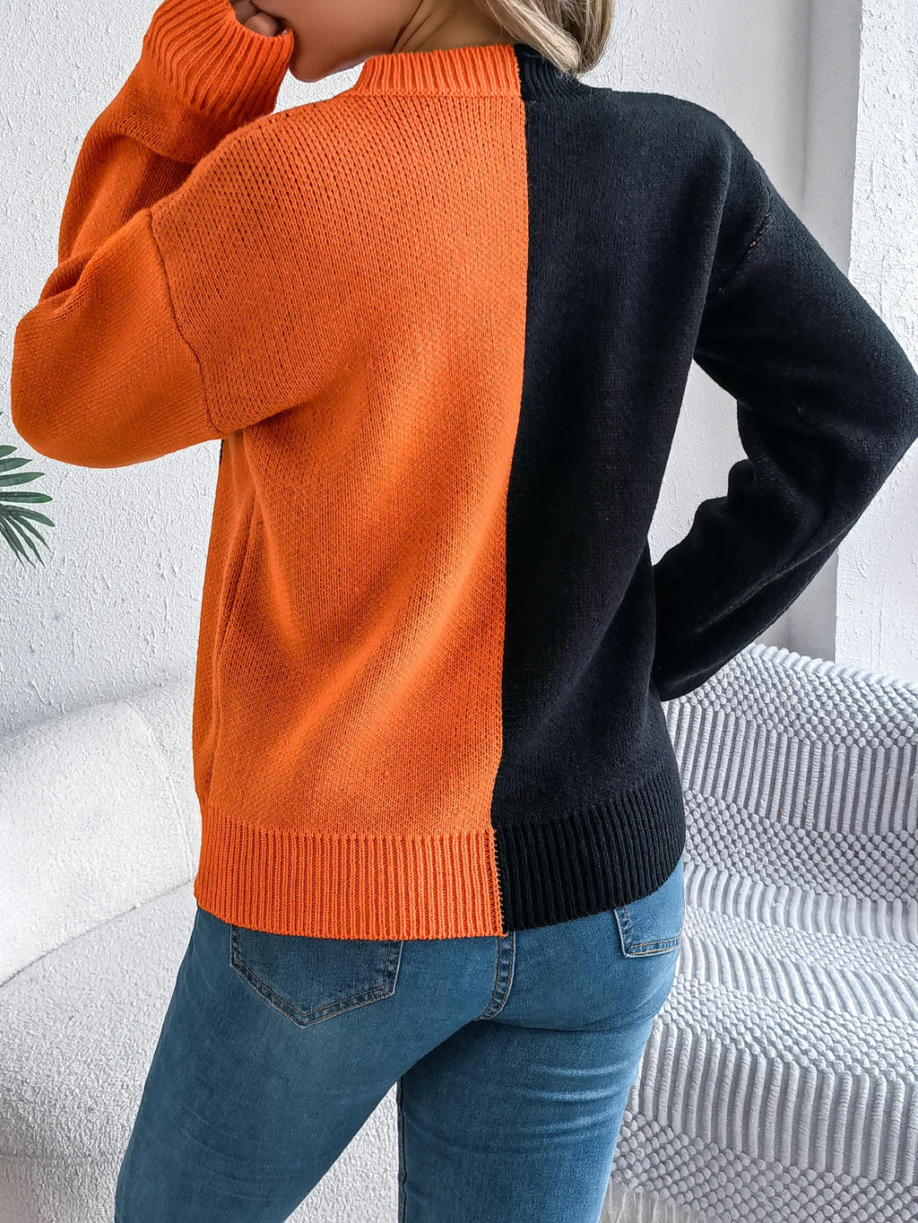 🎃 Pumpkin Patch Contrast Knit Sweater