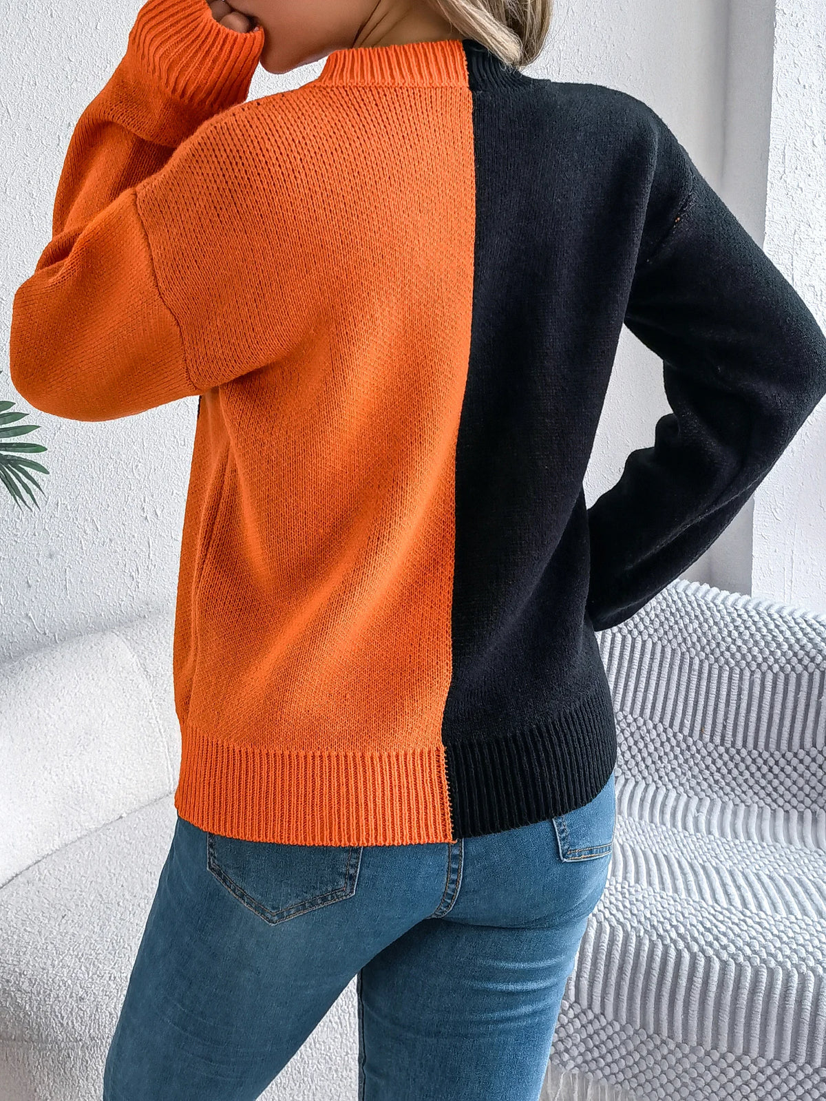 🎃 Pumpkin Patch Contrast Knit Sweater