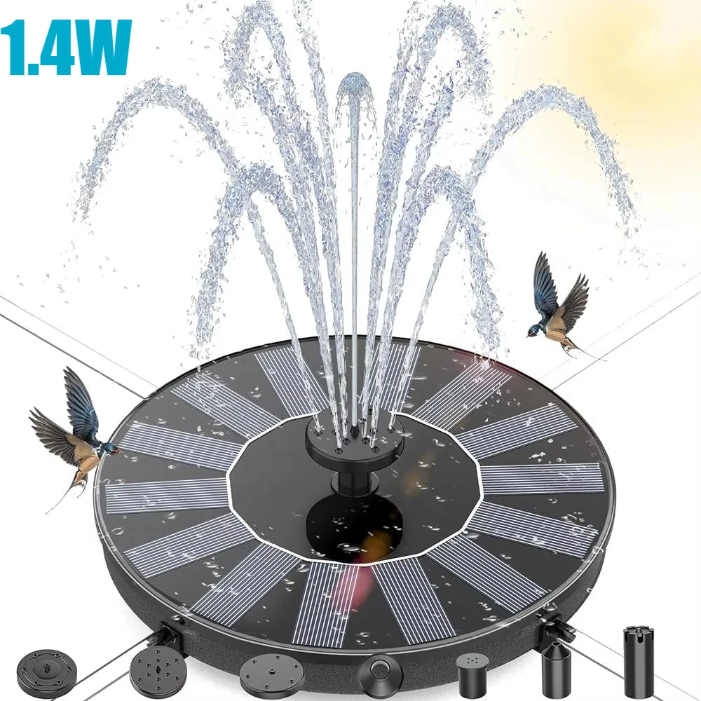 Solar Garden Water Fountain – 6 Nozzle Outdoor Bird Bath Fountain