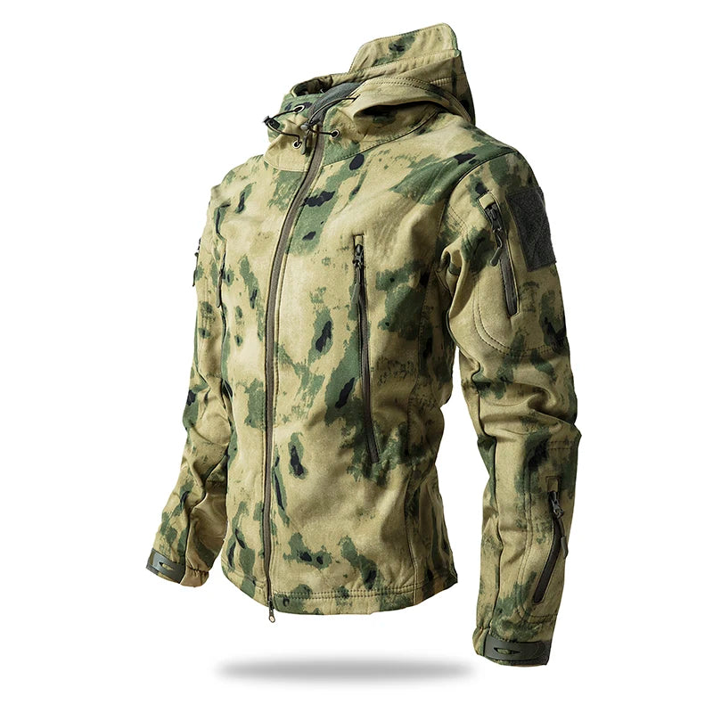 Men’s Waterproof Softshell Tactical Jacket – Fleece-Lined Outdoor Coat