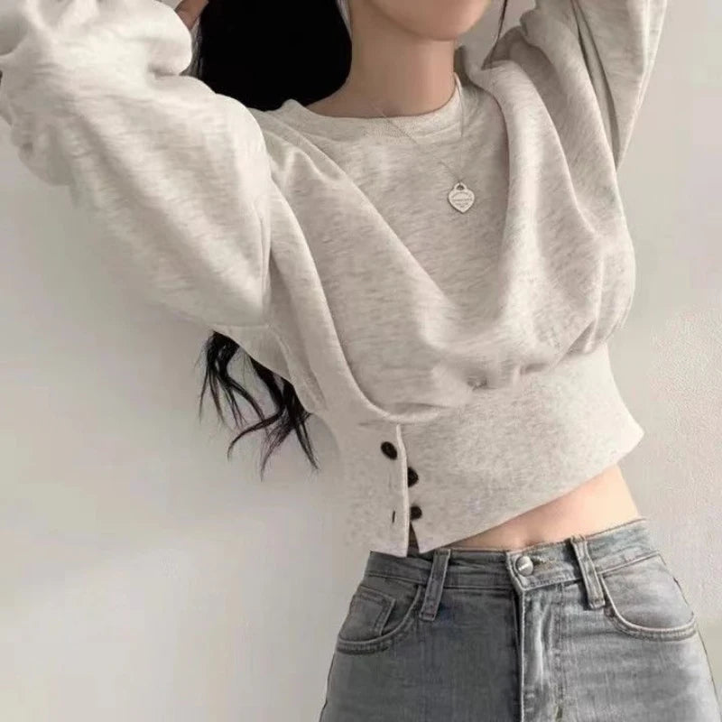 Women’s Autumn Button Crop Top
