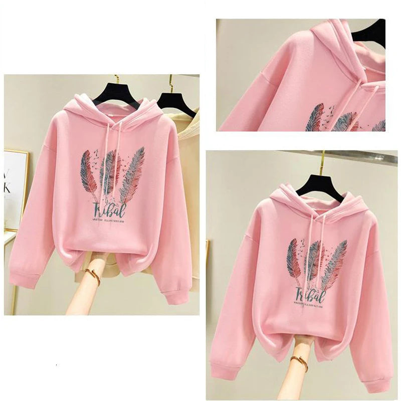 Feather Print Fleece Hoodie 🪶
