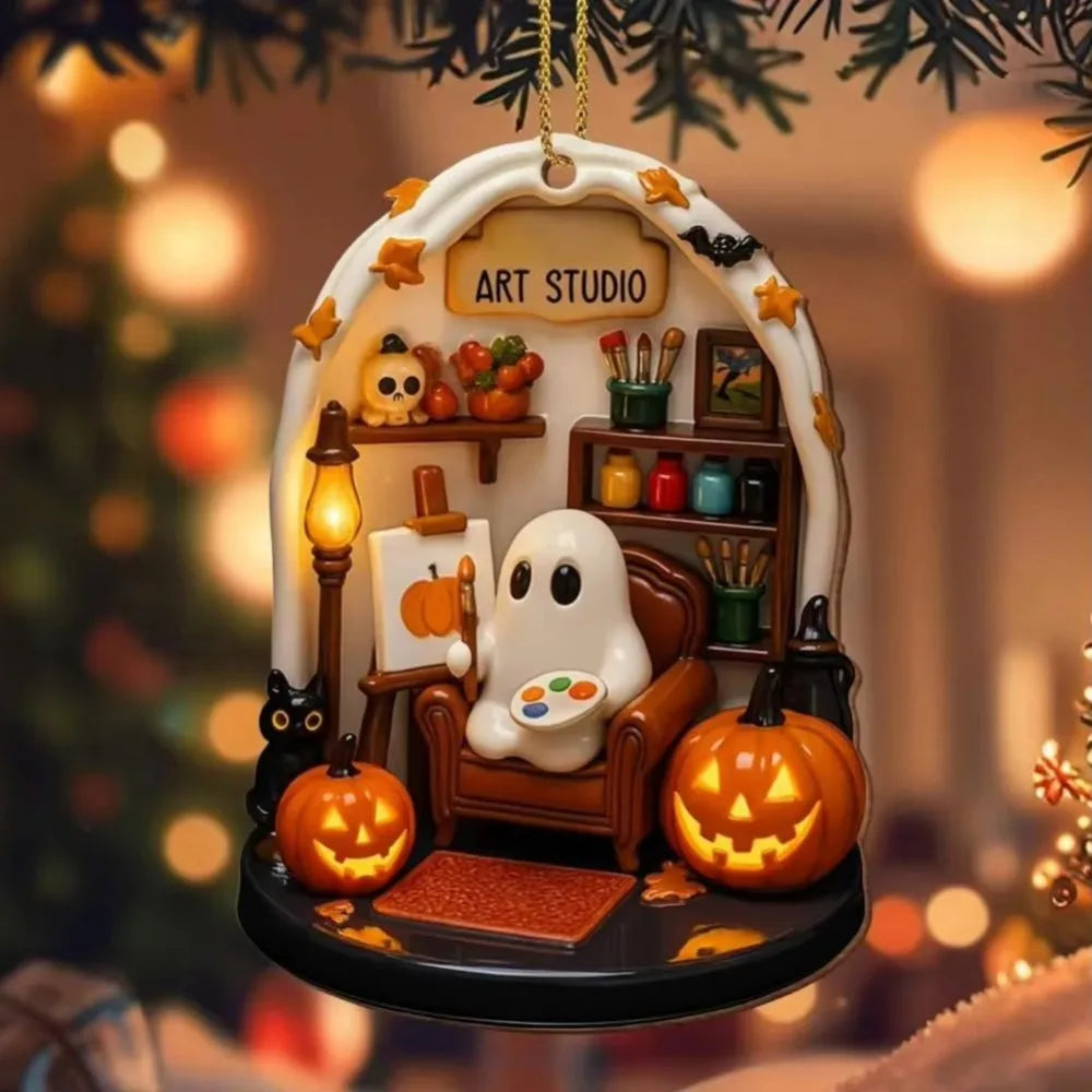 Cozy Reading Ghost Ornament 👻📖🎃