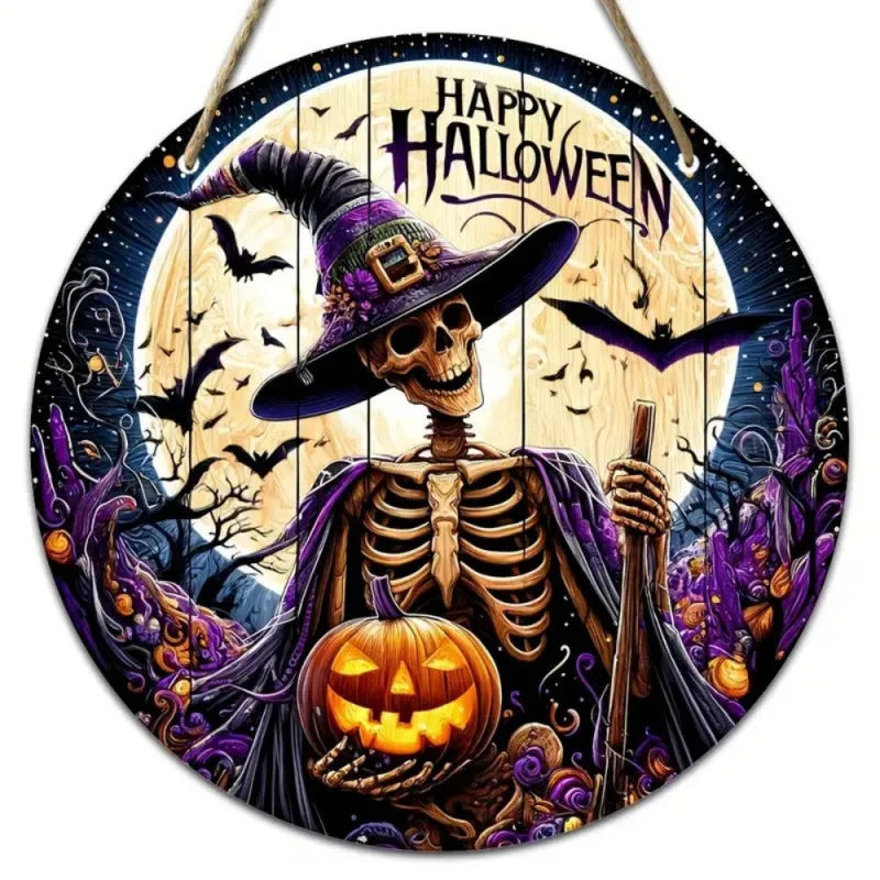 Halloween Pumpkin & Ghost Wooden Sign – Festive Indoor & Outdoor Party Decor